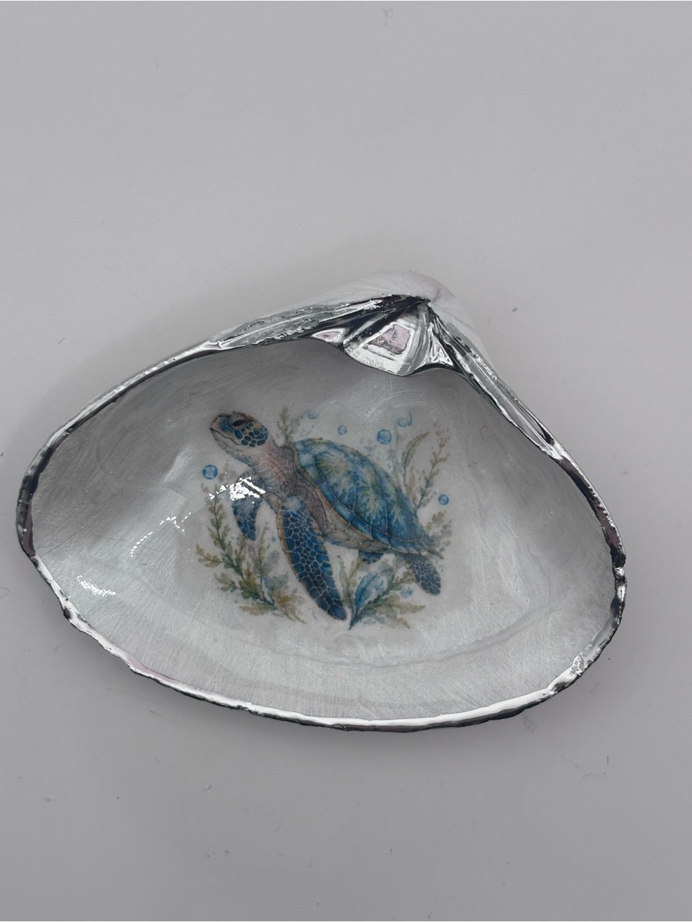 Coastal Sea Turtle Decorative Shell Bowl - Blue - Picture 3 of 4
